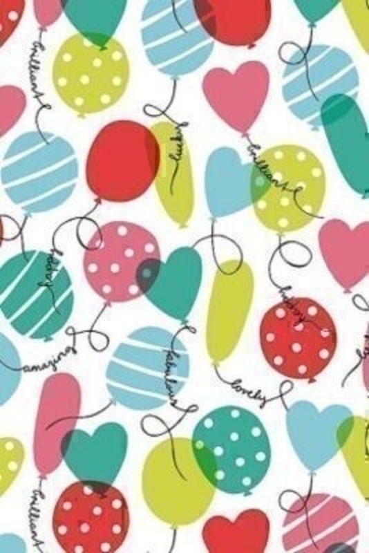 Multicoloured Balloons and Hearts Roll Wrap Marion by Stewo. Quality Wrapping Paper. Offset Paper, 70 gsm. Size 70cm x 2m.